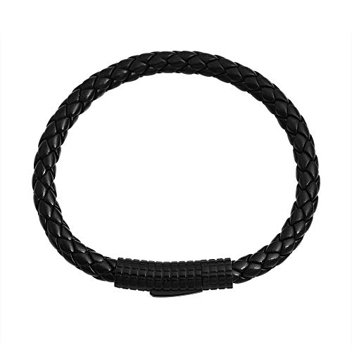 Edforce Classic Braided Genuine Leather Wrist Band Cuff Bracelet, 8.25inches3