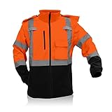 SHORFUNE High Visibility Safety Jacket, Waterproof and Windproof Reflective Bomber Jacket, Hi-Vis...