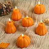 MTLEE 6 Pcs Fall Pumpkin Candles Pastel Halloween Soy Wax Candles Autumn Little Pumpkin Baby Shower Favors with Gift Box Thanksgiving Autumn Centerpieces for Fall Wedding Birthday Decorations(Orange)