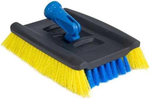 UNGER Lock-On Wood & Composite Deck Brush, Polypropylene Acrylonitrile Butadiene Styrene ABS, Blue/Yellow, 9"