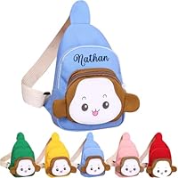 Personalized Children's Backpacks, Cartoon Monkey Crossbody Sling Bag, Shoulder Messenger Backpack, Travel Hiking Chest Bag Casual Daypack for Boys Girls, Backpack Back to School Gift