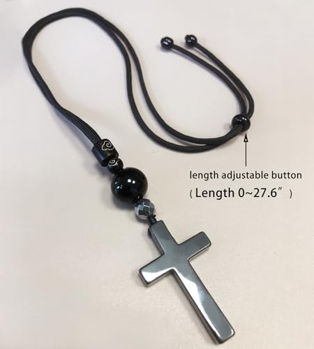 Natural black Tourmaline cross pendant necklace crystal mixing hematite, handmade protection Feng Shui Chakra Tourmaline gemstone Jewelry for Women and Men2