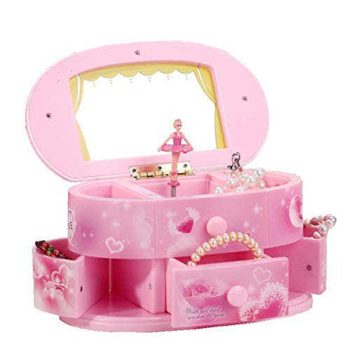 Sohapy Jewelry Organizer Jewelry Box Girls Ring Storage with 2 Drawers Storage Case Organizer for Rings Earrings Necklace Gifts for Girls Women (pink-02)