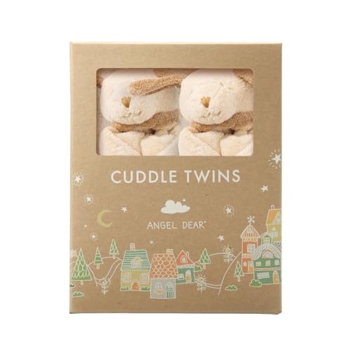 Angel Dear - Light Brown Puppy Cuddle Twins Blankie Set