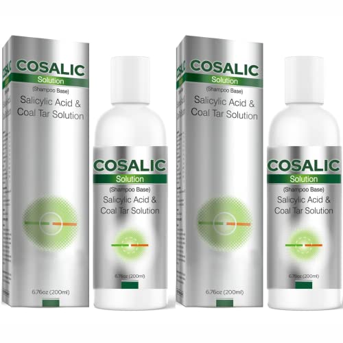 Cosalic Coal Tar and Salicylic Acid Solution / with Salicylic Acid for Dry Scalp Itch Relief Dandruff Free Shampoo/ for Psoriasis & Seborrheic Dermatitis - 100 % Instant Result - 6.8 Oz( PACK OF 2)