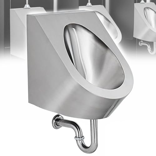 OTQEFTN Household Men's Bathroom Urinal,304 Stainless Steel Urinal,Wall-Mounted Urinal,Washout Urinal,Bathroom Toilet,Commercial Urinals,for Hotel,Bar,Airport,GroundRow