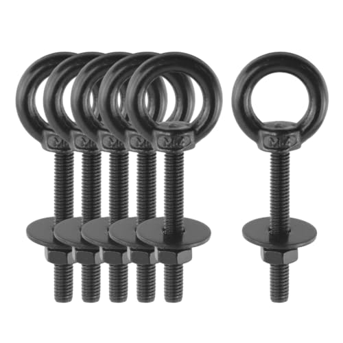 Image of Antrader Lifting Shoulder Eye Bolts,M4 Eye Bolt,M4 x 30mm,Black,6 Sets | Stainless Steel Eyebolts with Lock Nuts,Lock Washers,Flat Washers