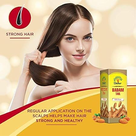 Image of Dabur Badam Tail : 100% Pure | Sweet Almond Oil| Rich in Vitamin -E for Healthy Skin , Hair and Body -50ml