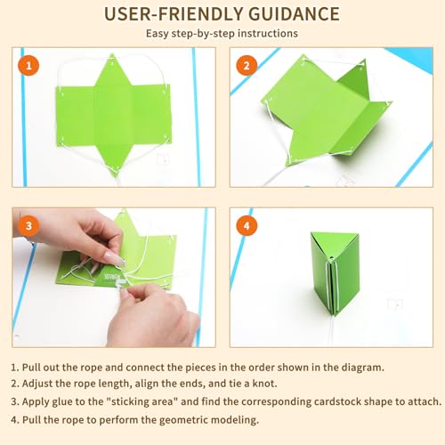 Pull String 3D Geometry Learning Book 15 modeli DIY książka do majsterkowania dla dzieci, myślenie przestrzenne, matematyka, pomoc w nauce, geometryczne kształty, trening z instrukcją wideo (może nie