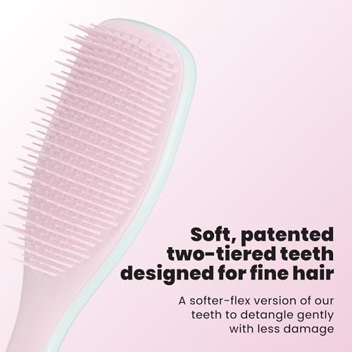 Image of Tangle Teezer Fine Ultimate Detangler Brush, Dry & Wet Hair Brush to Detangle & Reduce Breakage for Fine Hair Types, Marshmallow Pink & Mint (Pack of 3)