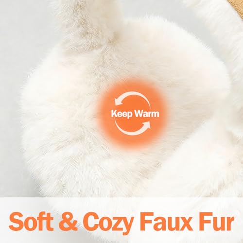 Ear Muffs for Winter Women Foldable Fuzzy Cold Outdoor Earmuffs Soft Faux Furry Ear Warmers Covers
