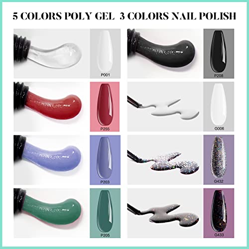Morovan Poly Gel Nail Kit With 48W Led Nail Lamp Glitter Nail Prep Dehydrator And Primer Poly Nail Gel Kit Extension Gel For Nails Nail Art Supplies Poly Gel Kits With Everything #TOP3