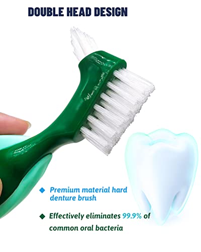 Premium Hartzahnbürste Zahnbürste, Reinigungsbürste, Mehrschichtige Borsten & Tragbare Denture Doppelseitige Bürste, Zahnersatzpflege (4 Stück) – Bild 3