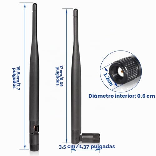 Miniatura 4 de Bingfu Antena Wifi Doble Banda 2.4ghz 5ghz 5.8ghz 6dbi Mimo Antena Macho Rp-Sma 2-Paquete Para Puerta De Enlace Enrutador Wifi Tarjeta De Red Inalámbrica Mini Pci Express Pcie Adaptador Usb Wifi