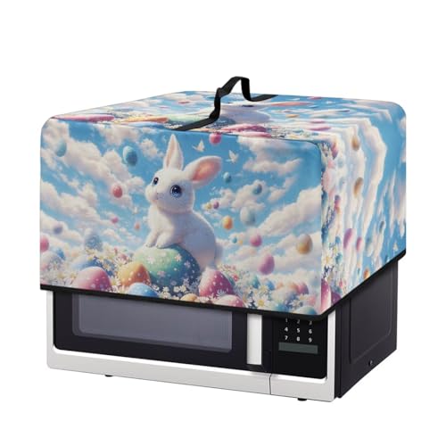 Image of Countertop Oven Cover Protective Toaster Oven Dust Cover Decorative Easter Party Holiday Indoor Decor, L, 20.9 x 15.7 x 12.4 Inches, Bunny Easter Eggs Daisy Pattern Blue