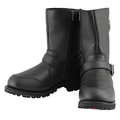 Milwaukee Leather Men's 9-Inch Classic Black Engineer Motorcycle Boots with Gear Shift Guard MBM90903