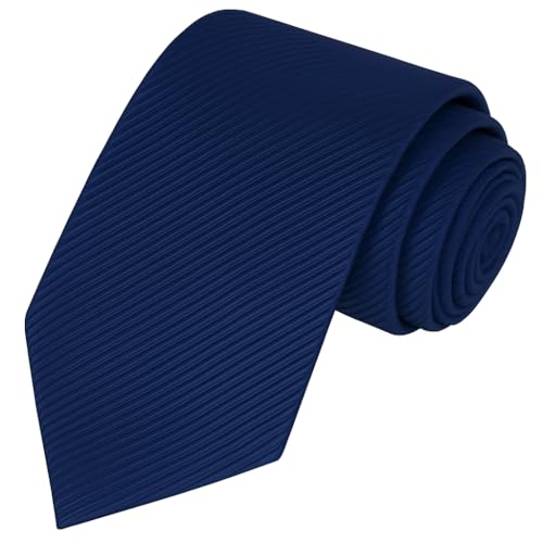 KissTies Mens Necktie Navy Blue Diagonal Striped Wedding Tie + Gift Box