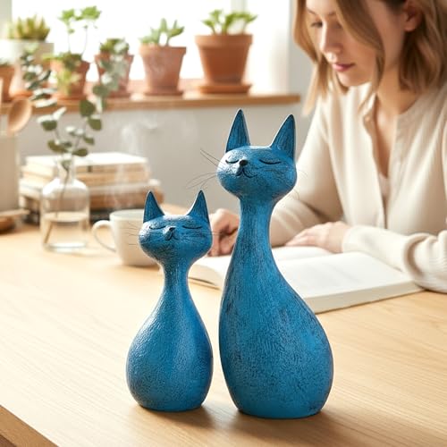 Estatuas modernas de gato azul marino FJS 8.7 pulg miniatura 6