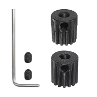 sourcing map 48P gehärteter Ritzelmotor-Zahnradsatz, 2 Stück, 13T 14T, passend für 1/8 Zoll RC-Motorwelle, 48 Pitch-Zahnräder für RC-Car, mit Innensechskantschlüssel