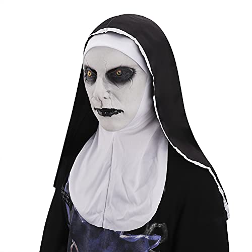 Clobeau N-M Nun Scary Latex Mask Halloween Party Town Cosplay Costume Full Head Creepy Mask Witch Mask Horrific Zombie Evil Clown Witch thumb #1