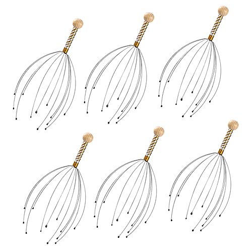 KOMBIUDA Masajeadores de Cuero Cabelludo Portátil 6 Piezas Forma de Pulpo Acero Multifunción Relajante para Uso Personal Salud y Bienestar