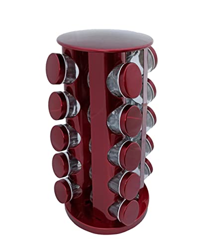 PORTA TEMPEROS CONDIMENTOS REDONDO INOX 20 POTES (Vermelho)
