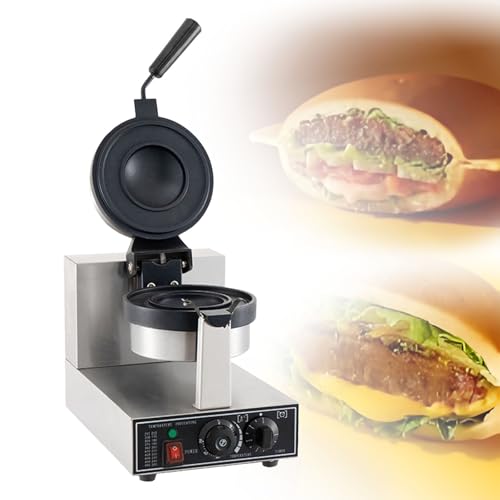 QianCruxtacy UFO Burger Machine, Máquina Comercial para Hacer Hamburguesas con Helado, Burger Waffle Maker, Temperatura Ajustable 50-300 ℃, Sartén Antiadherente RA01
