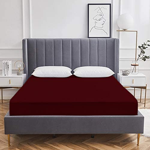 CHICERY Water Proof Dustproof Terry Cotton Mattress Protector Breathable - Hypoallergenic Mattresses Cover -Maroon-(Small Twin, 48"x72"inch, 4ft x 6ft)-picture-38