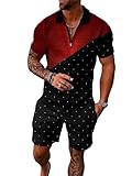 AXEBHPED Herren Poloshirts Kurzarm Set Sommer Casual Man Shorts Trainingsanzug Outfits Revers T-Shirts, Kz-p3106, M