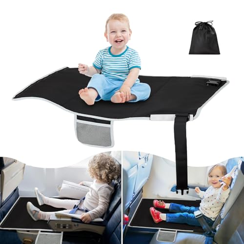 Zyphoria Toddler Airplane Bed, Kids Seats Extender, Safe Baby plane Travel Essentials, Portable Long Trip Flyaway Kid Seat Footrest, Air Flight Must Have for Infant Sleeping & Rest (Black)