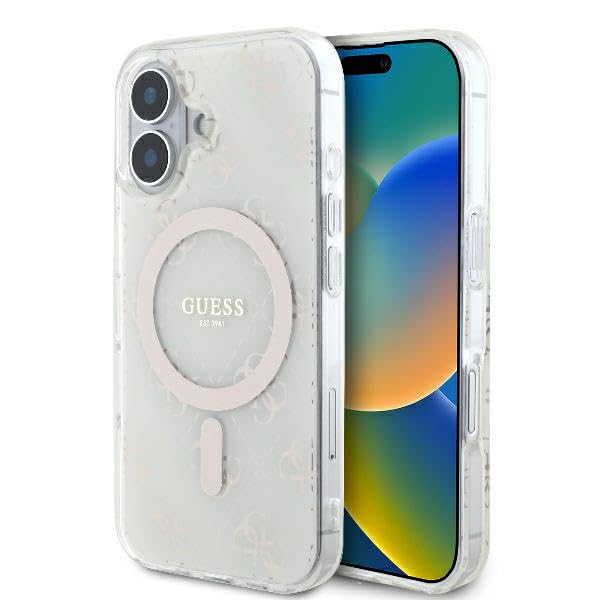 CG Mobile Guess GUHMP16MH4DTEH Coque pour iPhone 16 Plus 6,7" Blanc Étui Rigide IML 4G Background