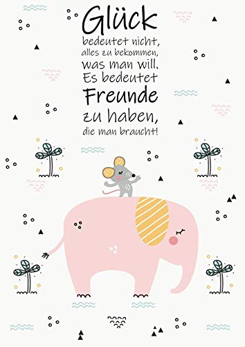 Glück bedeutet nicht, alles zu bekommen was man will. Es bedeutet Freunde zu haben, die man braucht!: 120 seitiges liniertes Softcover Notizbuch im A4 ... Tagebuch - Journal - Schulheft - Collegeblock