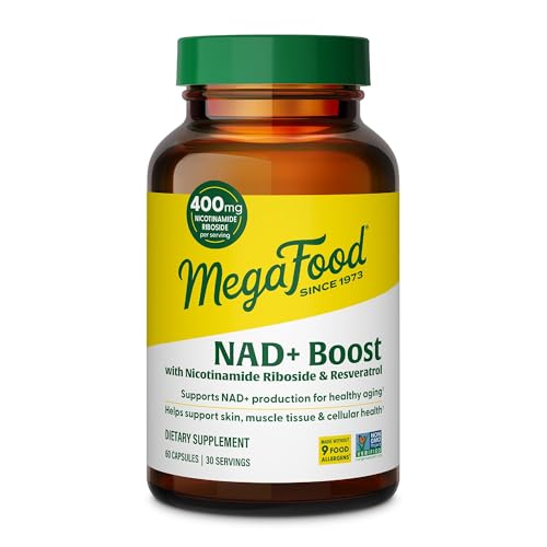 Image of MegaFood NAD + Boost with Nicotinamide Riboside & Resveratrol, Vitamin B12, B6, Methyl Folate & Niacin - Supports NAD+ Production for Healthy Aging - Vegan, Non-GMO - 60 Capsules, 30 Servings