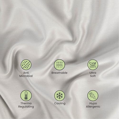 Image of Mush Bamboo Solid Pillow Cover Set of 2|400 TC|100% Bamboo Pillow Cover for Hair&Skin|Breathable,Silky Soft&Envelope Pillowcases for Hot Sleepers&Night Sweats|17 inchx27 inch (Silver Mist,King)