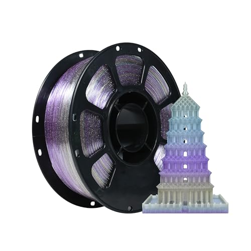 Image of iBOSS Transparent Filament Clear PETG Filament 1.75mm, PETG Glitter 3D Printer Consumables, 1kg Filament (2.2lbs), Dimensional Accuracy + /- 0.02 mm,Transparent PETG Glaze Yellow Purple Blue