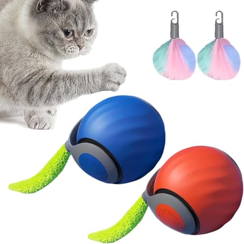 Maikaibuzi Speedy Tail Cat Toy,Speedy Tail 2.0,Smart Interactive Cat Toy with 2 Modes, Automatic Moving Cat Toy Ball,USB Rechargeable Smart Cat Toys Ball for Indoor Cats,with Replacement Tail 2pcs