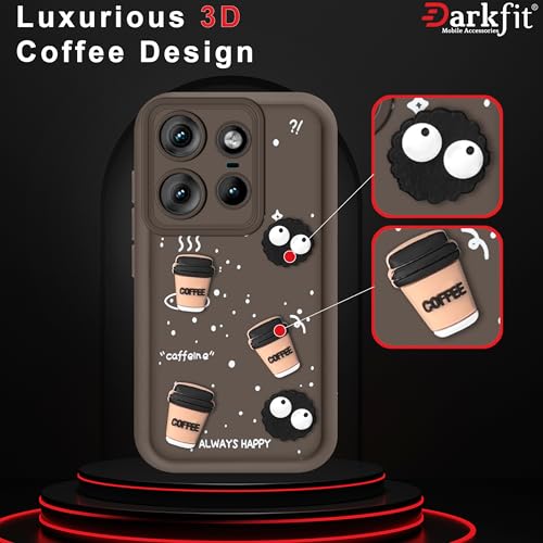 Image of Back Case Cover Compatible with Motorola Edge 50 Pro 5G | Cute Fun Cartoon Ball 3D Coffee Silicone Case | Body Protection | Camera Protection | Shock Proof | Color Brown | Pack of 1