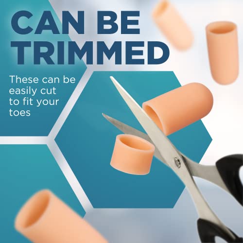 Image of Soft Gel Toe Caps with Healing Coconut Oil - 6 Reusable Small & Big Toe Protectors for Ingrown or Missing Toenails, Corns, Calluses & Blister Relief