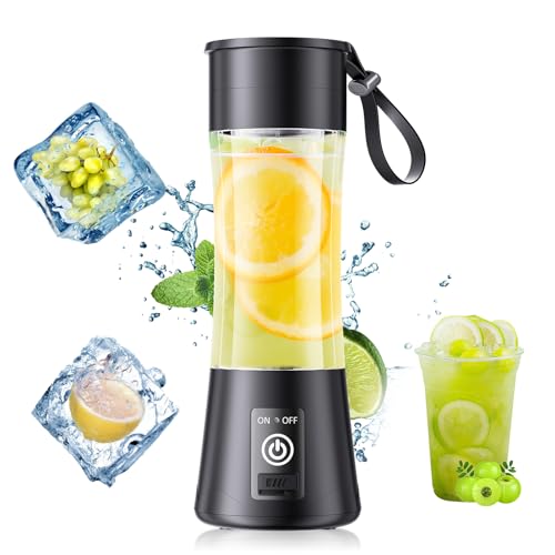 12 Oz Cordless Personal Size Portable Blender - Blender for Smoothies with BPA Free Traveling Juice Cup, 6 Blades for Powerful Blending, Suit for Sports/Home