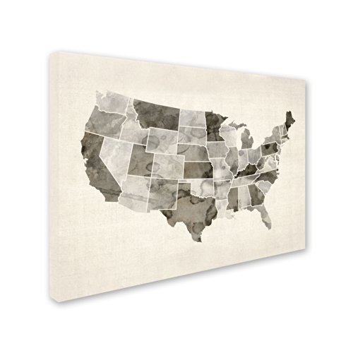 United States Watercolor Map Artwork By Michael Tompsett, 18 By 24-Inch Canvas Wall Art #TOP1