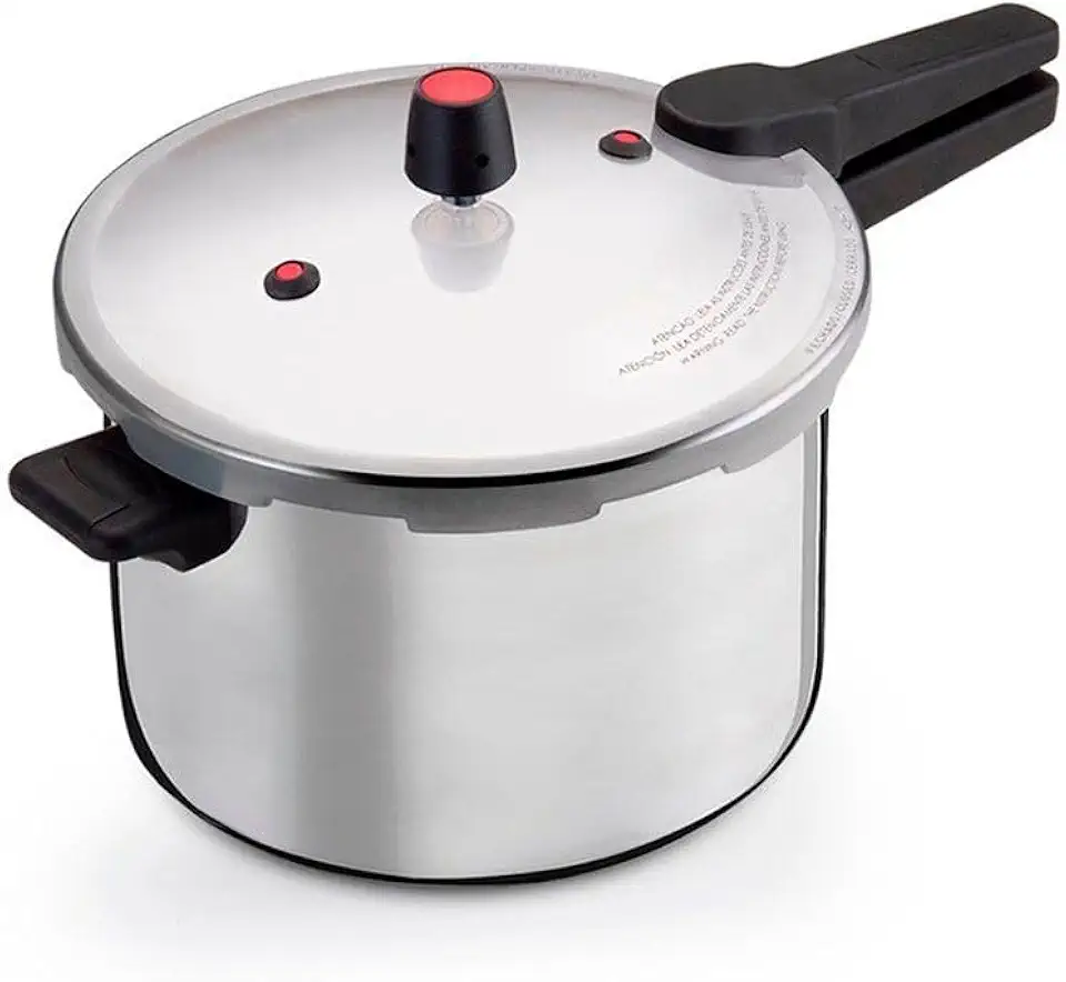 Panela de Pressão 10 Litros com Fechamento Externo – Alumínio Polido, Segura, Cozimento Rápido, Cabo em Baquelite – Gás e Elétrico