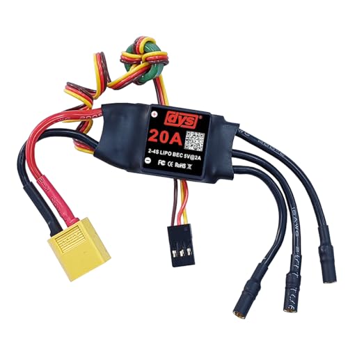 DYS 20A 2-4S Brushless ESC with 5V/2A BEC with XT60 & 3.5mm Plug for RC Fixed-Wing Aircraft Helicopter