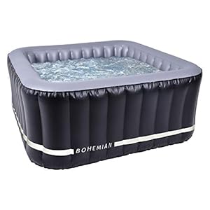 NetSPA Spa opblaasbaar, vierkant, bohemian, 2 + 2 Plaves -SP-BHM118-42 °C, volume 650 l, 158 x 70 cm, zwart