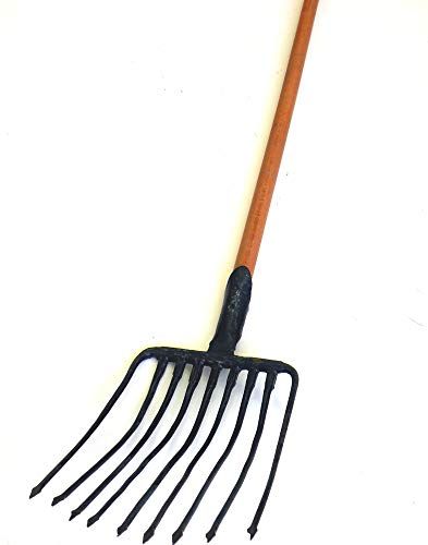 Ergonomic Tines Forged Pitch Fork,Professional Welded Bedding Fork,Forged Ensilage Manue Fork-Heavy Duty Long Fiberglass Handle, Overall In Length 47" Or Over. #TOP17
