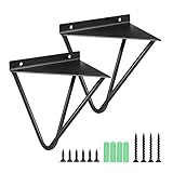 Trintion 2 Stück Regalwinkel Edelstahl Winkelträger Haarnadel Regalträger Metallwinkel Regalhalterung für die Wandmontage mit 10 Schrauben Schwarz