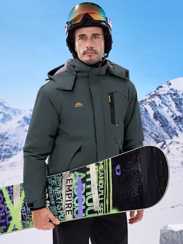 Image of WULFUL Men's Ski Jackets Warm Winter Snow Windbreaker Resistant Snowboard Fleece Coat Mountain Waterproof Parka with Hood