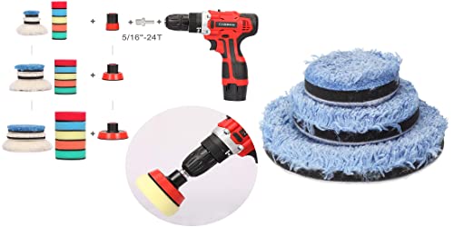 Image of DIY Crafts 5 Kit Of 29 Pcs = 145 Pcs, Multi Color, Buffing and Polishing Pad Kit with 1 inch, 2 inch, 3 inch Kit with 5 /8 inch-11 Thread Backing pad & Adapters for Car S(5 Kit Of 29 Pcs = 145 Pcs, Multi Color)