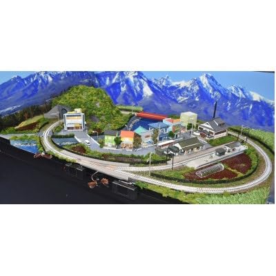 Nゲージ鉄道模型ジオラマレイアウト 単線 引き込み駅(照明付)90cm×60cm