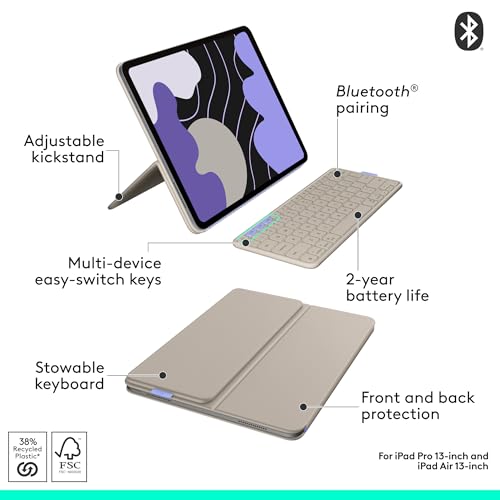 Logitech Flip Folio Keyboard Case 13-inch iPad Pro and Air, Sand - image 7