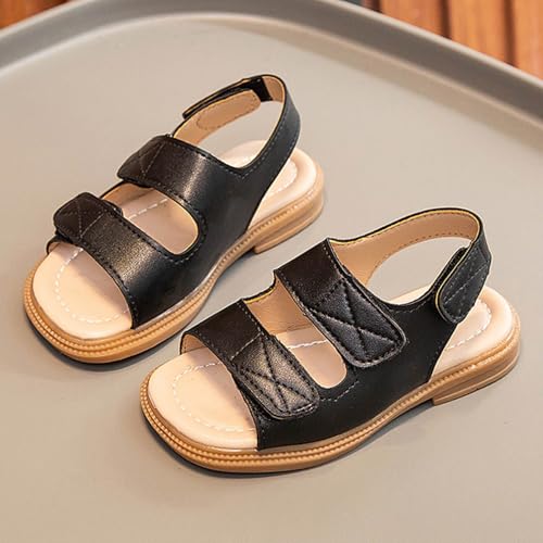 IWIHMIV Little Girls Sandals Kids Flat Open Toe Summer Casual Soft Soled Leather Sandals for Girls3